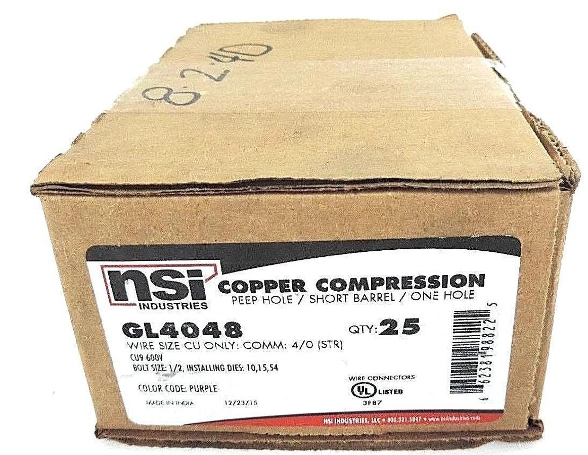 Used NIB NSI GL4048 COPPER COMPRESSION PEEP HOLE, SHORT BARREL, ONE HOLE - QTY 25