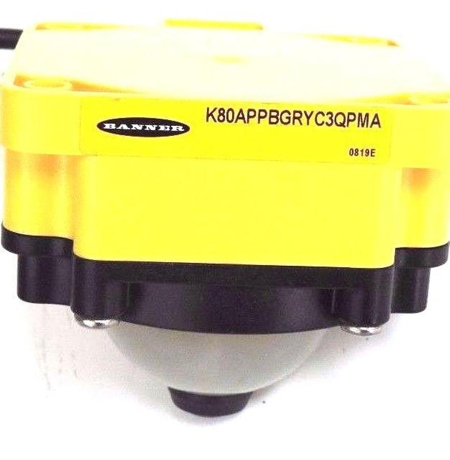 Used NIB BANNER K80APPBGRYC3QPMA PUSH BUTTON SENSOR 12/30VDC, 79032