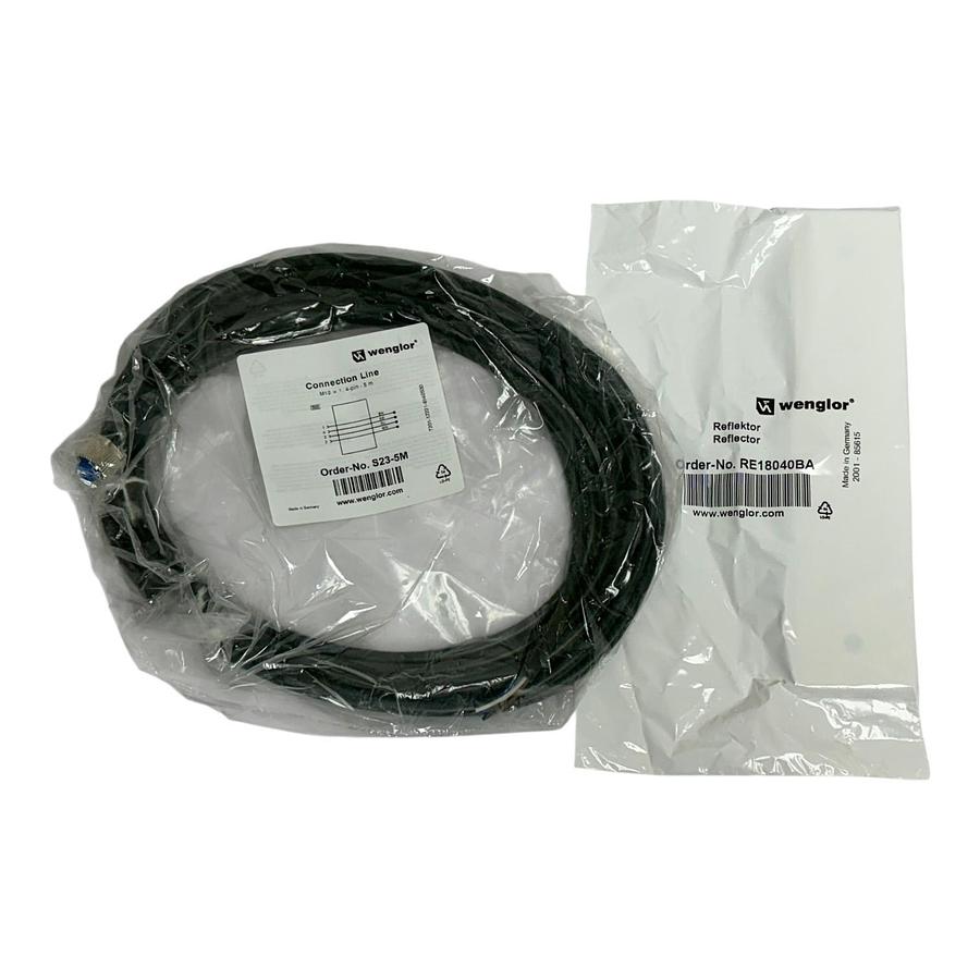 New Wenglor S23-5M Connection Line Cable & RE1804BA Reflector Combo