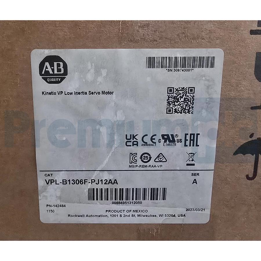 Sealed Allen Bradley VPL-B1306F-PJ12AA Kinetix /A VP Low Inertia AC Servo Motor