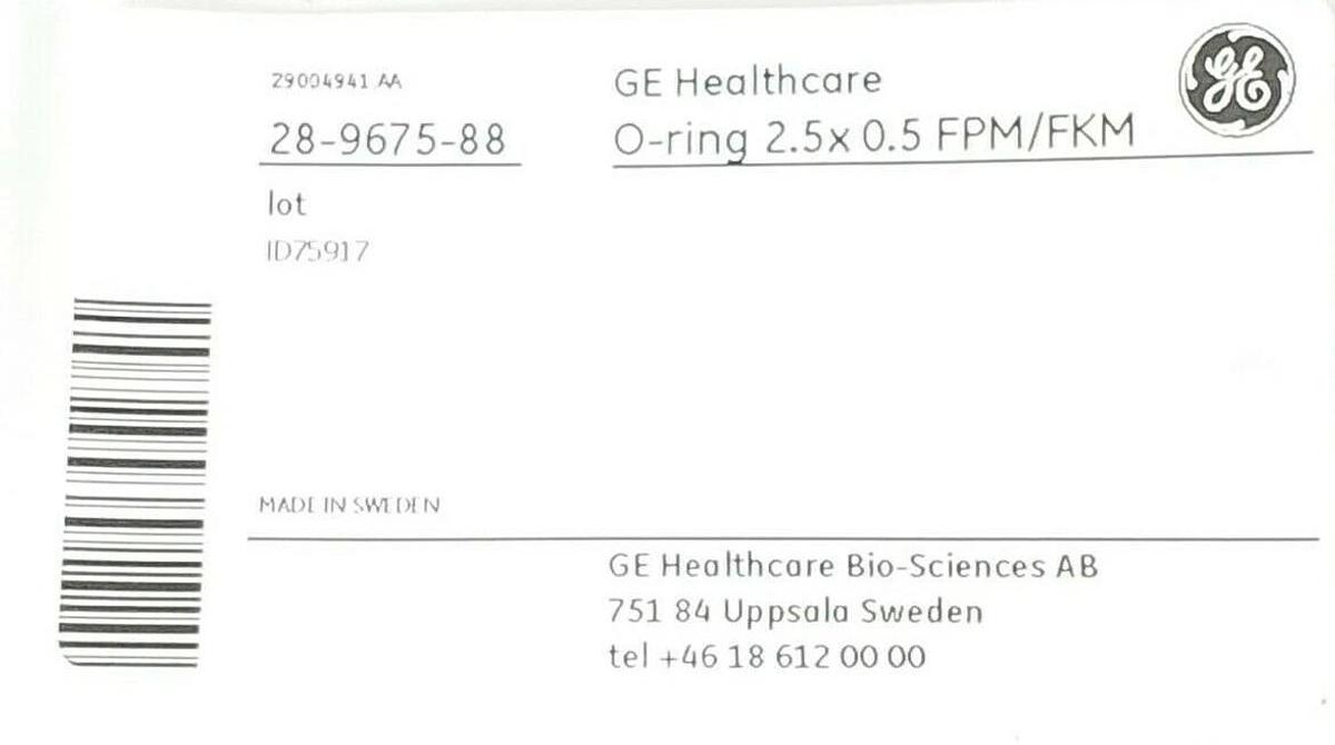 Used BAG OF 2 NEW GE HEALTHCARE 28-9675-88 O-RINGS 2.5x0.5 FPM/FKM 28967588