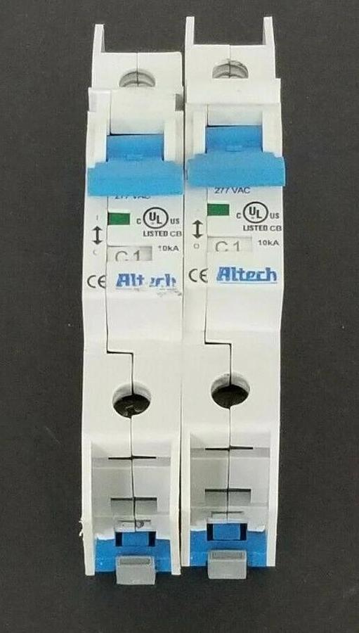 Used LOT OF 2 ALTECH UL-489 BRANCH CIRCUIT BREAKERS E305318 120-277VAC 10kA AD-6670