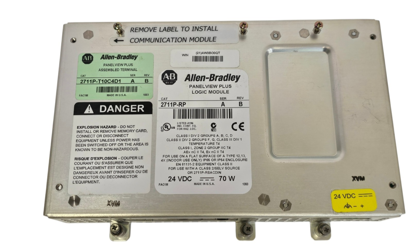 Used ALLEN BRADLEY 2711P-RP SER. A REV. B PANEL VIEW PLUS LOGIC MODULE 2711P-T10C4D1