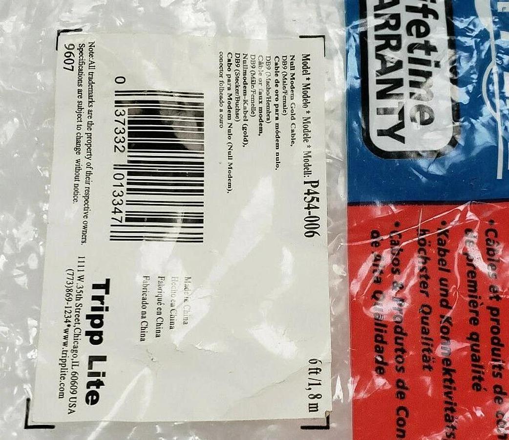 Used NEW TRIPP-LITE P454-006 CABLE P454006, 6FT, 9-POS.