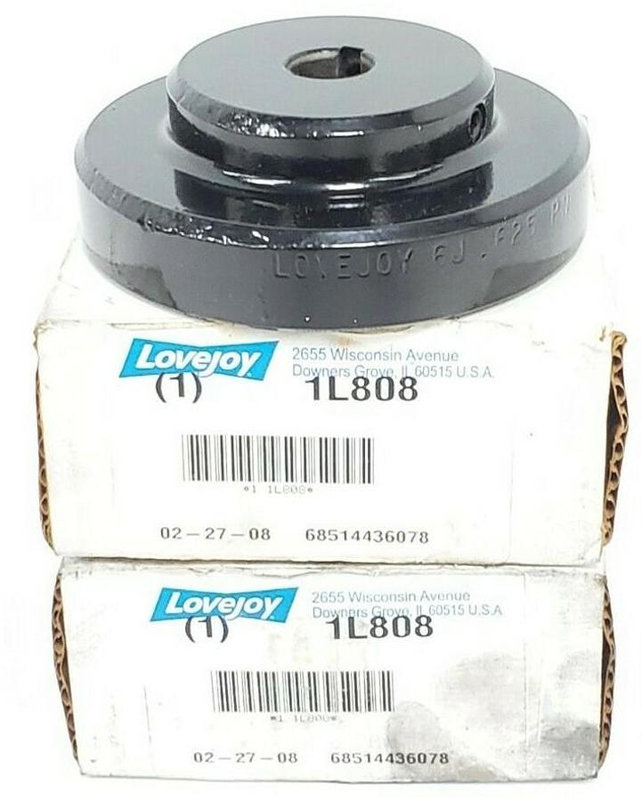 Used LOT OF 2 NIB LOVEJOY 1L808 COUPLINGS 68514436078 6J FLNG 5/8 3/16X3/32 KW- S