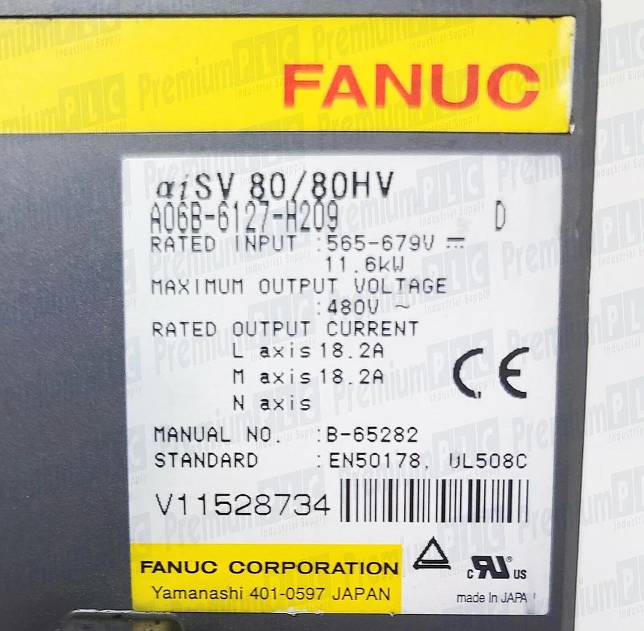 Used FANUC A06B-6127-H209 DUAL AXIS SERVO AMPLIFIER, aiSV 80/80HV A06B6127H209