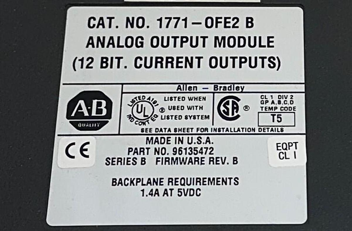 Used 2 ALLEN BRADLEY 1771-OFE2 /B PLC-5 ANALOG OUTPUT MODULES 4-PT 5VDC USNP