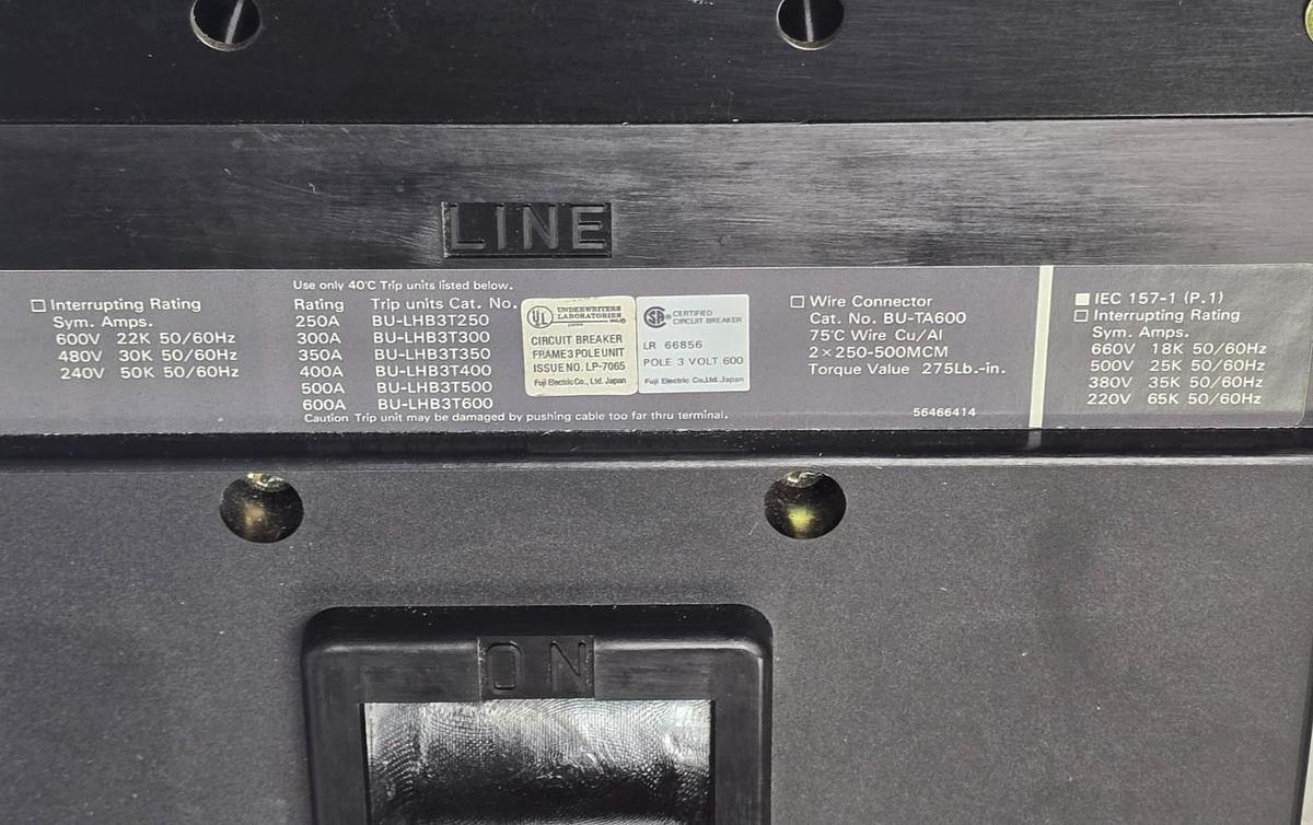 Used FUJI ELECTRIC BU-LSB3F600 / BU-LSB3600 Auto-Breaker 600A BU-LSB BU-LSB3600L NSMP