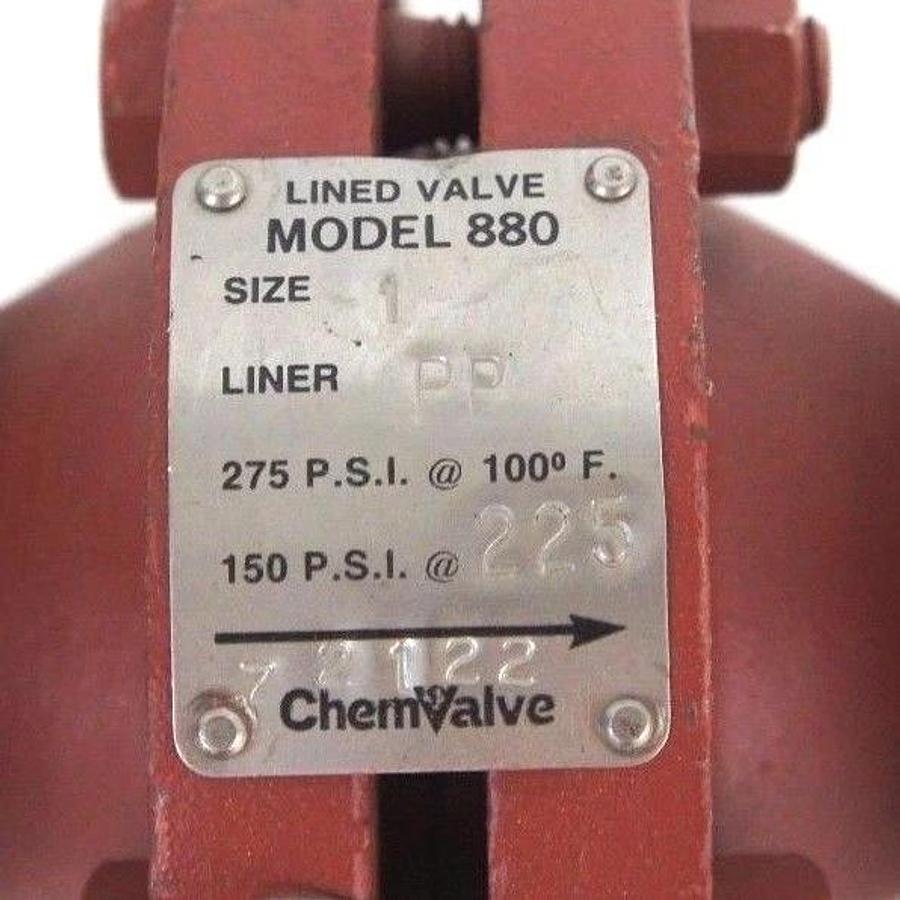 NEW LINED VALVE 880 SIZE 1" CHEMVALVE 72122