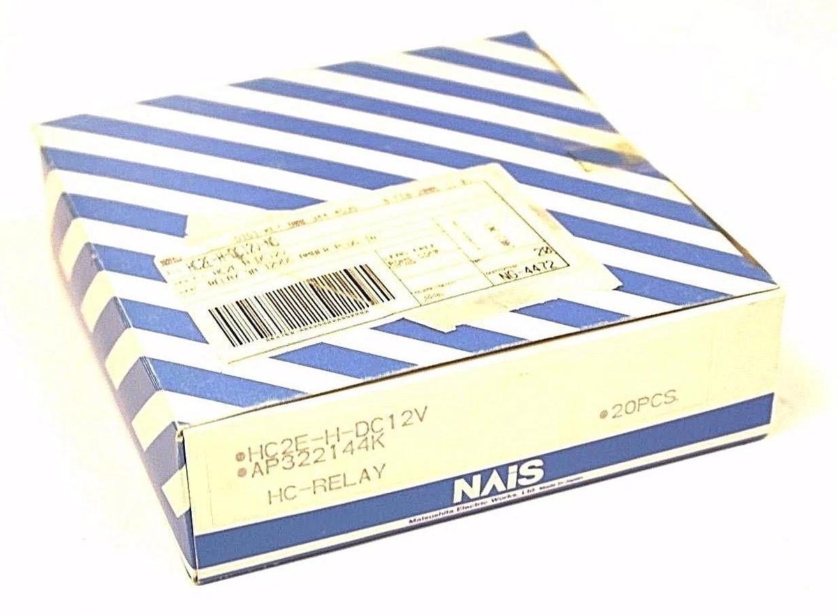 Used BOX OF 20 NEW MATSUSHITA NAIS HC2E-H-DC12V POWER RELAYS AP322144K, 12VDC, 3A