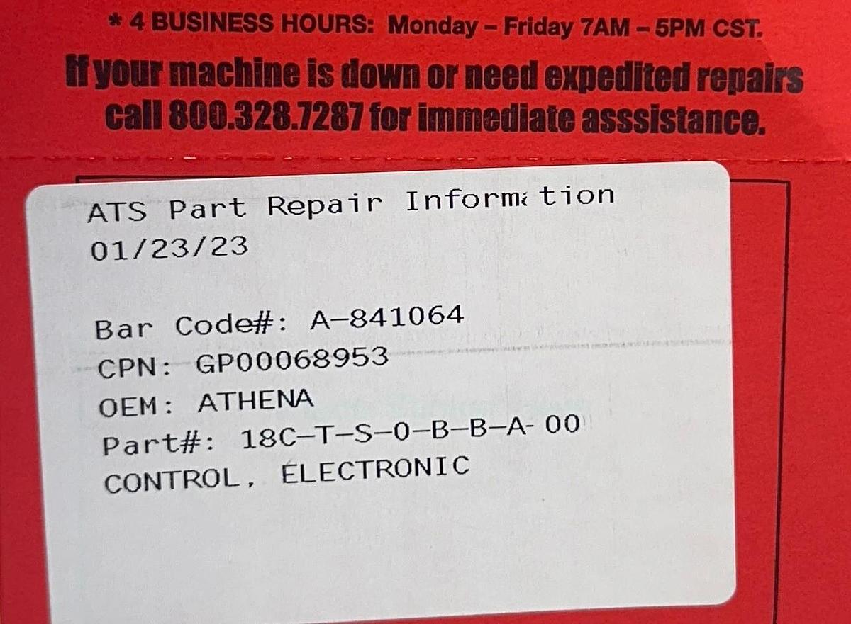 Refurbished ATHENA 18CTS0BBA000 TEMPERATURE CONTROLLER 1PH 115-230VAC 50/60Hz REPAIRED