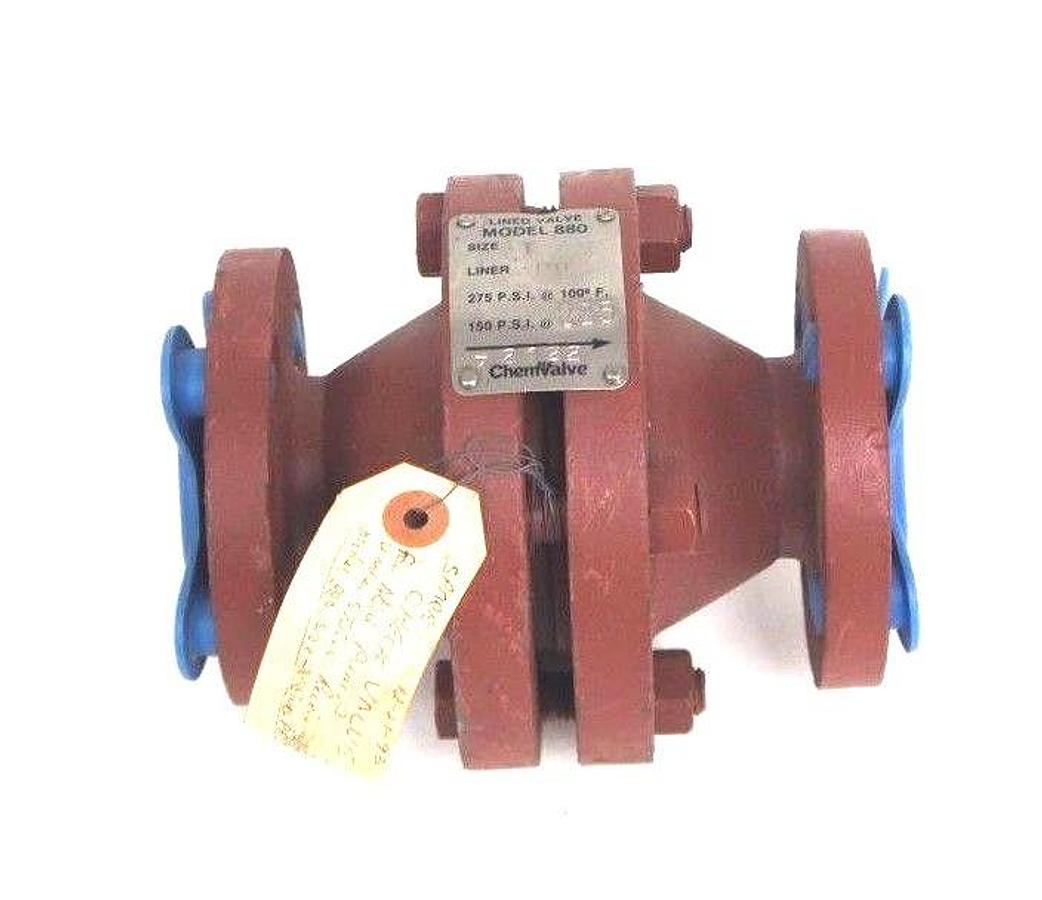 Used NEW LINED VALVE 880 SIZE 1" CHEMVALVE 72122