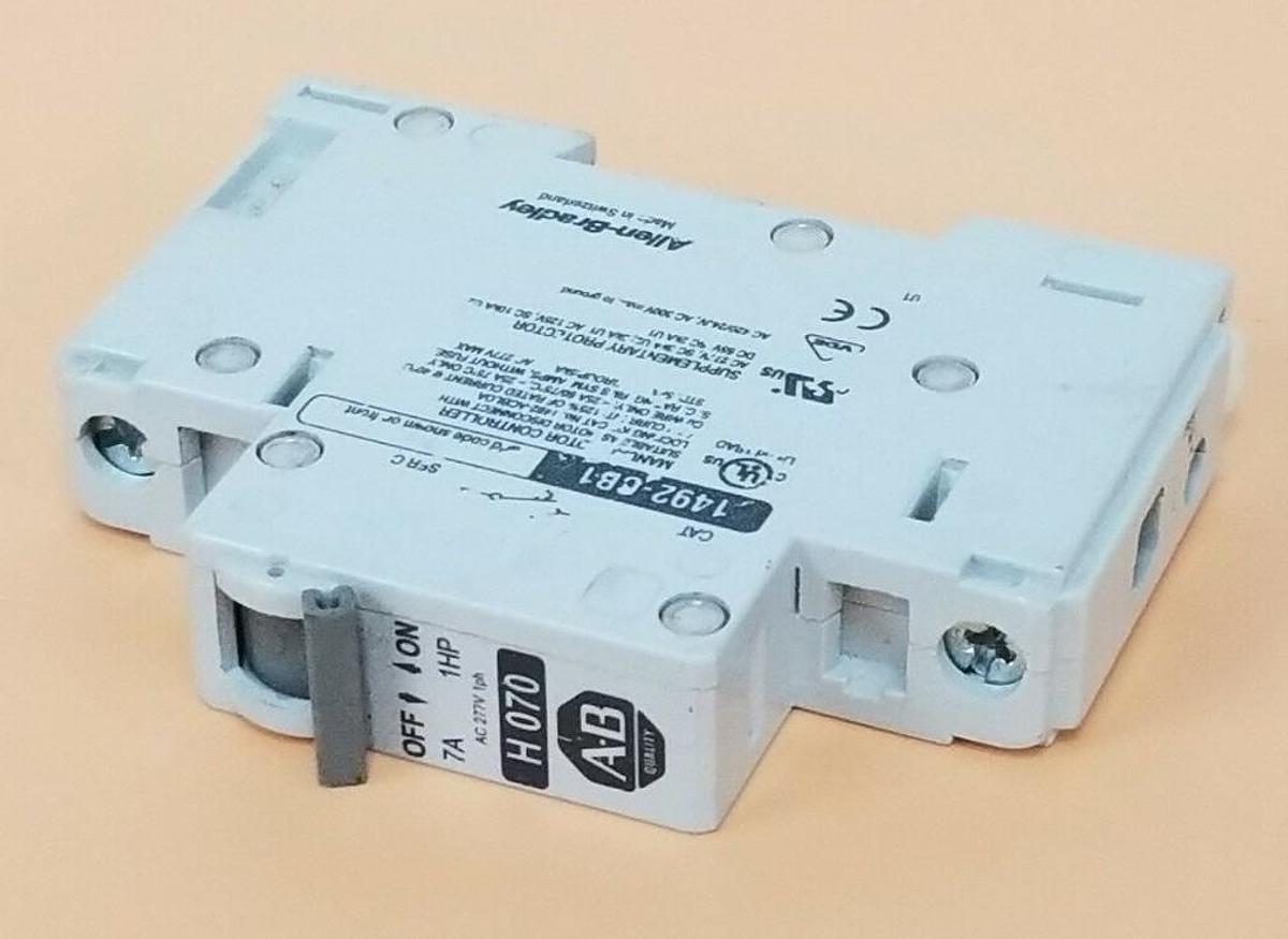 Used ALLEN-BRADLEY 1492-CB1 H 070 CIRCUIT BREAKER, 7A, 1HP, 1492-CB1H070, 1492CB1H070