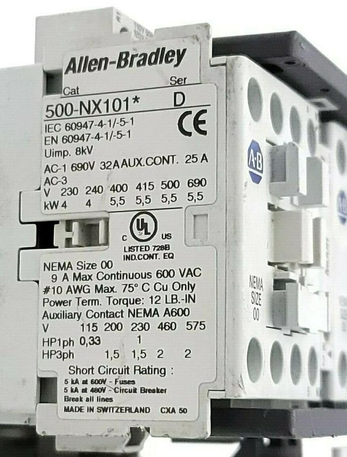 Used ALLEN BRADLEY 505-TOD FULL VOLTAGE REVERSING STARTER 505TOD SER. D