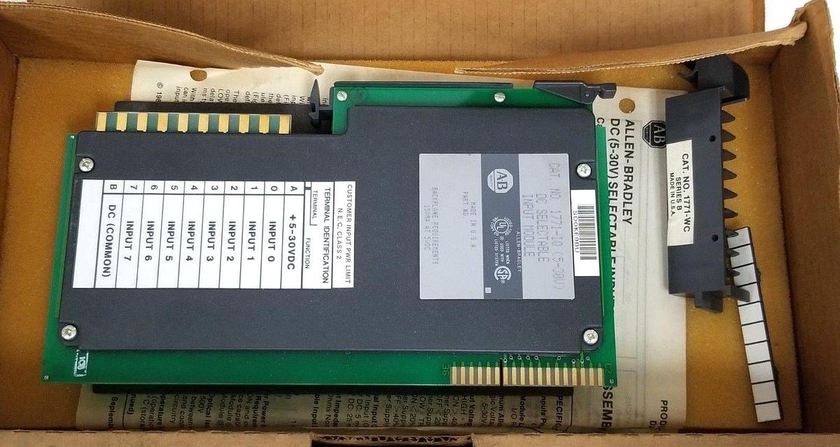 Used NIB ALLEN BRADLEY 1771-IQ (5-30V) DC SELECTABLE INPUT MODULE W/ 1771-WC SER. B