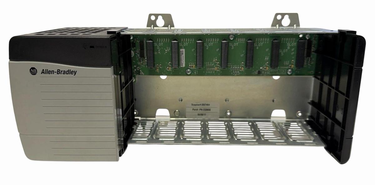 Used ALLEN BRADLEY 1756-A7 /C 7-SLOT CHASSIS W/ 1756-PB72 /C POWER SUPPLY 24V DC