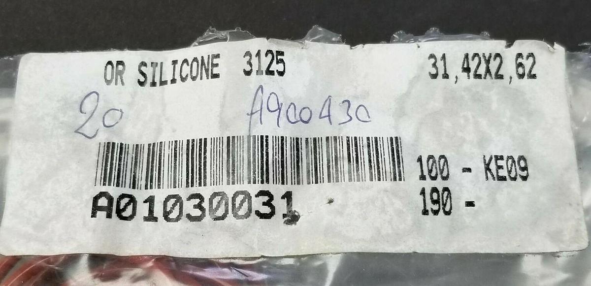 Used NEW BAG OF 16 GENERIC A01030031 SILICONE O-RINGS 31,42X2,62 3125 100-KE09