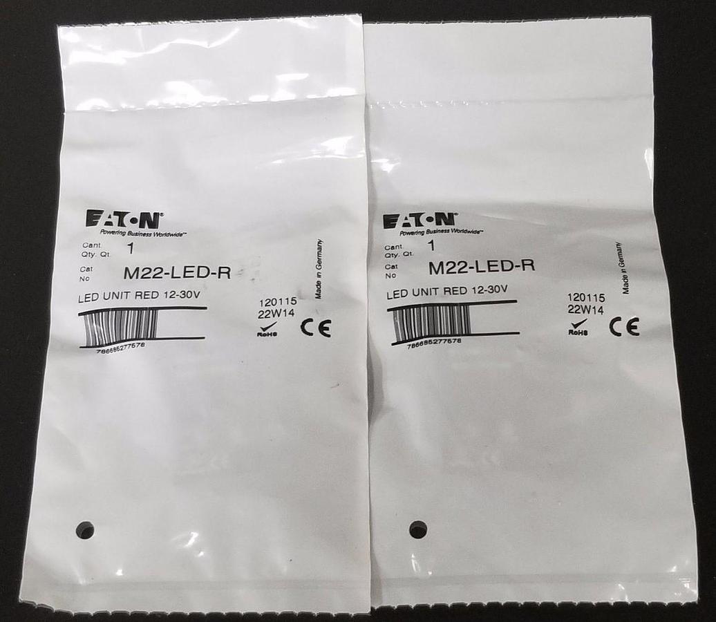 Used LOT OF 2 NEW EATON CUTLER-HAMMER M22-LED-R LED UNIT RED 12-30V, M22LEDR
