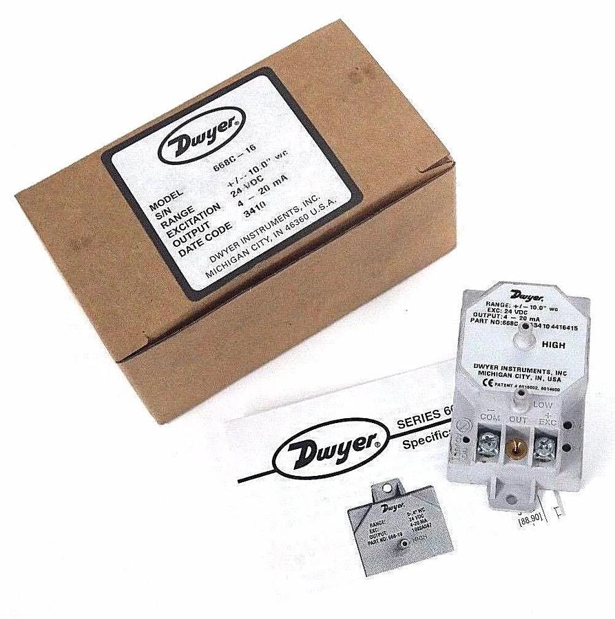 Used DWYER 668C-16 COMPACT DIFFERENTIAL PRESSURE TRANSMITTER 668C-1634 10 4416420