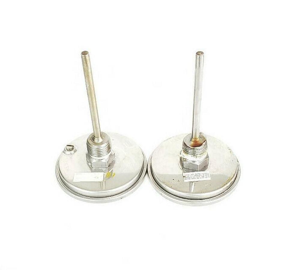 Used LOT OF 2 ASHCROFT 0-100 DEG C TEMPERATURE PROBES / THERMOMETERS, 4" STEMS