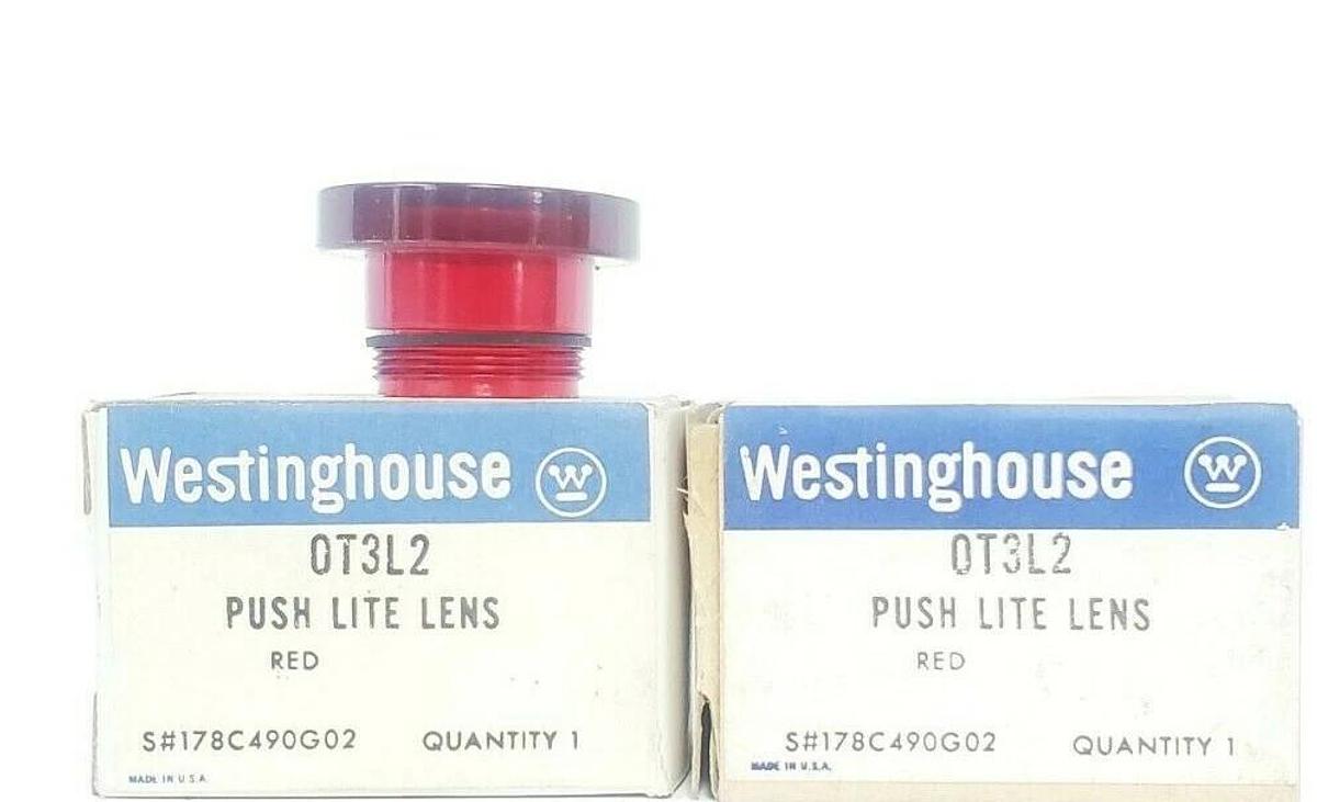 Used LOT OF 2 NIB WESTINGHOUSE OT3L2 PUSH LITE LENSES RED