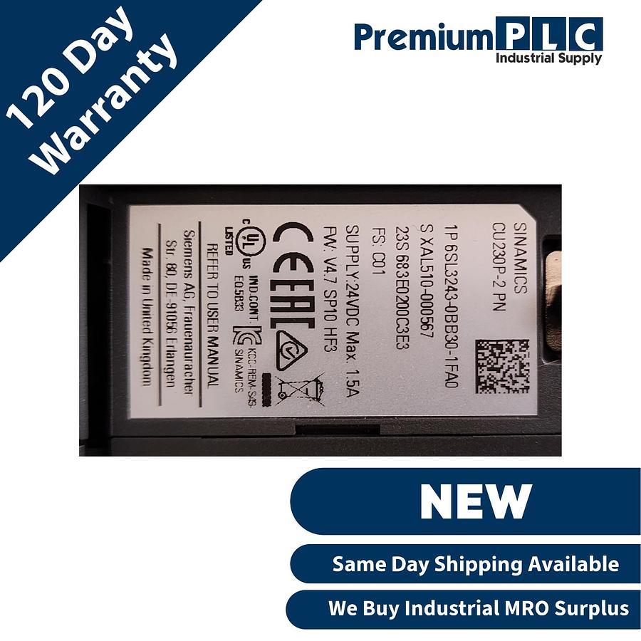 Used NEW SIEMENS 6SL3243-0BB30-1FA0 SINAMICS G120 CONTROL UNIT CU230P-2 PN FW: V4.7
