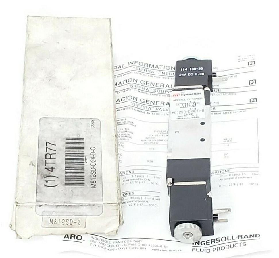Used NEW ARO INGERSOLL RAND M812SD-024-D-G SOLENOID VALVE 114 138-39, 24V DC, 2.0W