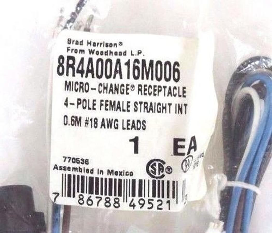 LOT OF 5 NEW BRAD HARRISON 8R4A00A16M006 RECEPTACLE