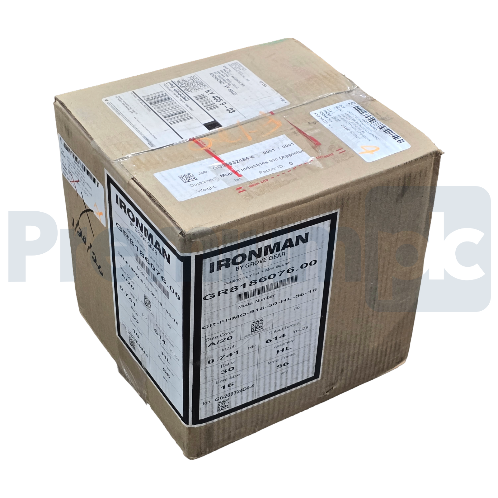 Used GROVE GEAR IRONMAN GR-FHMQ818-30-HL-56-16 GEAR REDUCER 30:1 GR8186076.00 NSMP