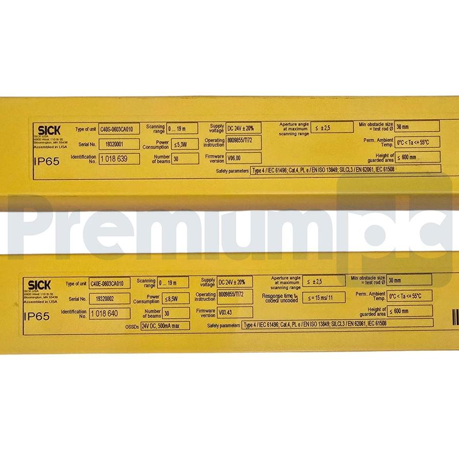 SICK C40P-0603CA010 C4000 S/R Pair Safety Light Curtains 7026350 1018639/1018640