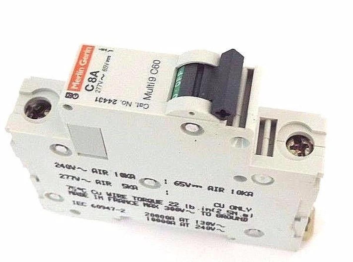 Used NIB SQUARE D MULTI 9 C60 MINIATURE SUPPLEMENTARY PROTECTOR MG 24431, 8A, 1POLE