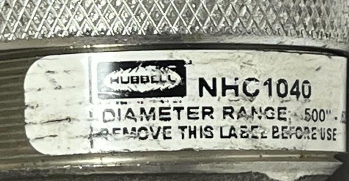 Used Hubbell NHC1040 Liquid-Tight Cord Connector – 90° Male, 1" NPT, Aluminum