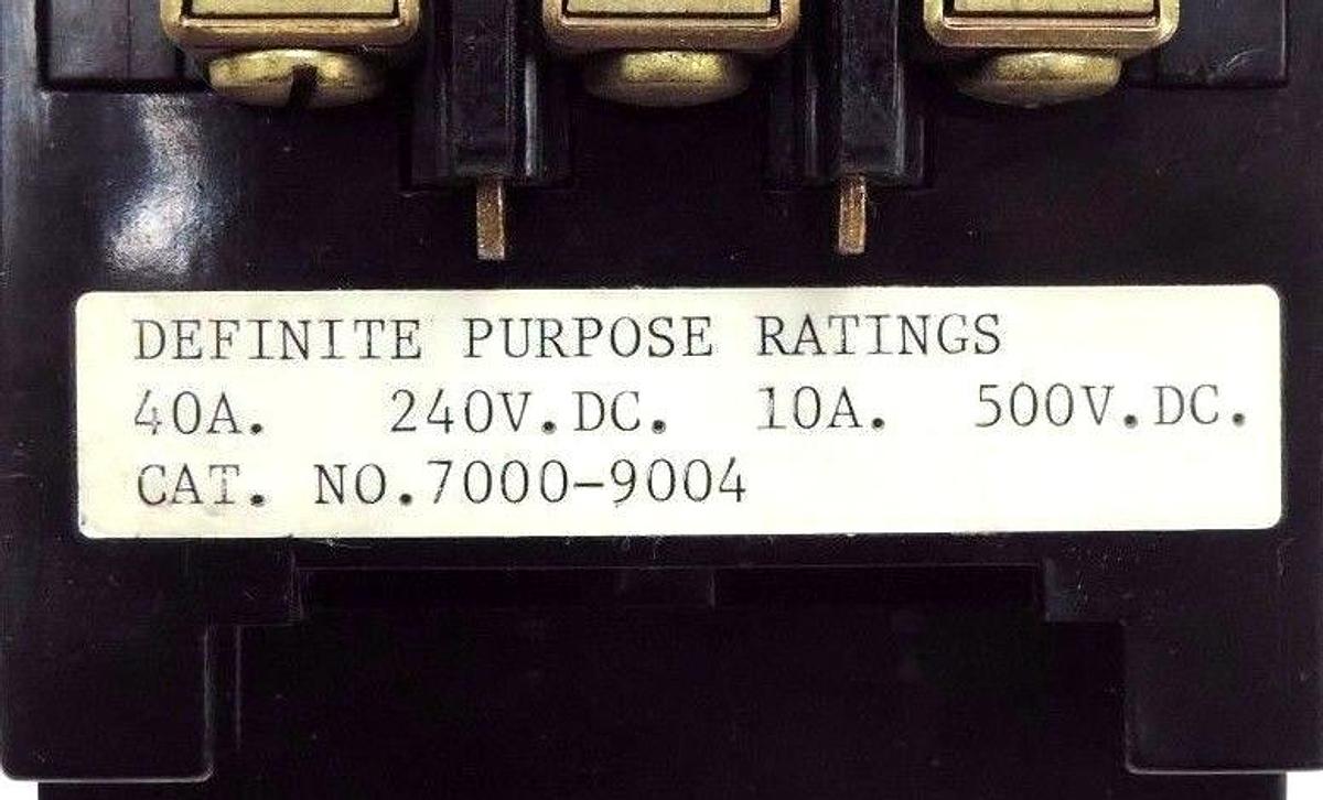 Used NEW WARD LEONARD 7000-9004 CONTACTOR 40A, 240VDC, 10A, 500VDC, 70009004