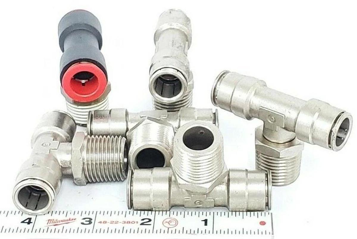 Used LOT OF 13 SMC TEE FITTINGS 1/2" X 1/2" X 7/8"