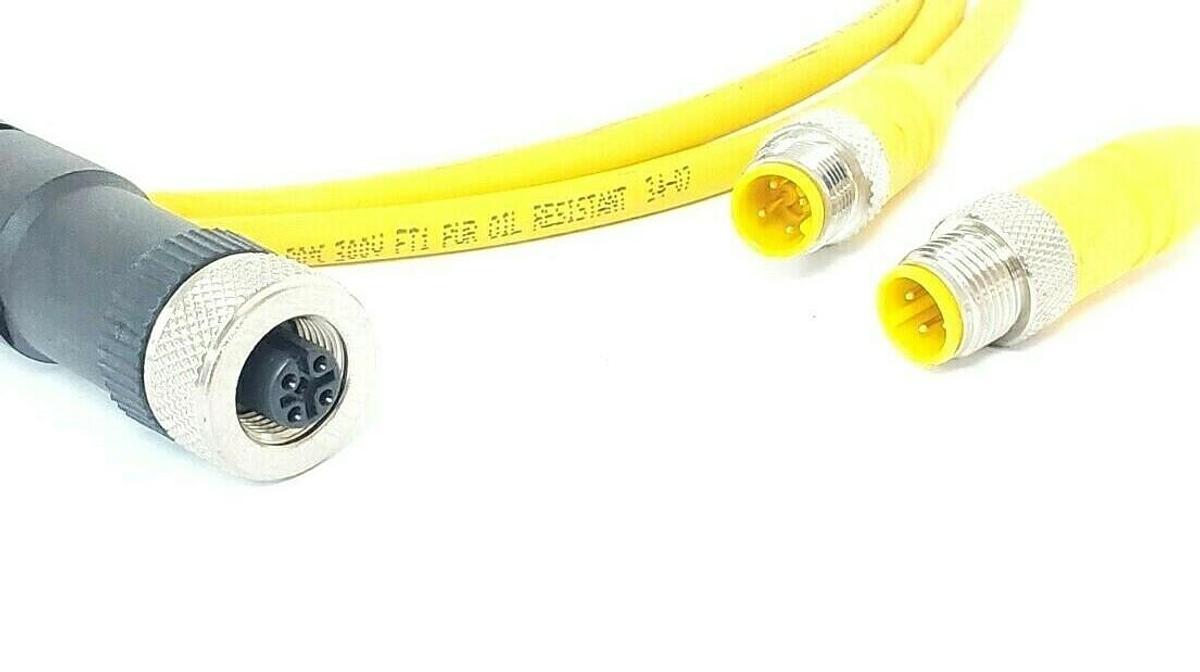 Used LOT OF 2 LUMBERG RST4-602/2M CABLES 4-POLE 18 AWG YELLOW