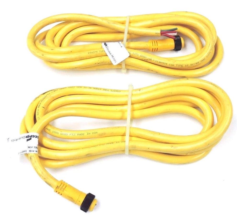 Used LOT OF 2 CROUSE-HINDS 5000111-8 CORDSET CABLES 5000118