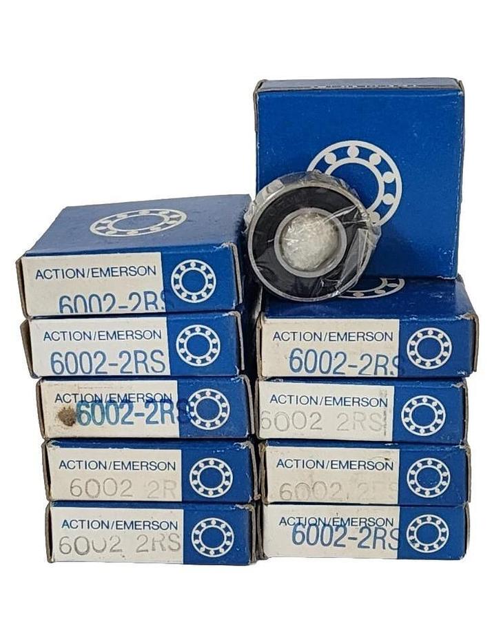 Used LOT OF 10 NIB ACTION/EMERSON 6002-2RS BEARINGS 60022RS