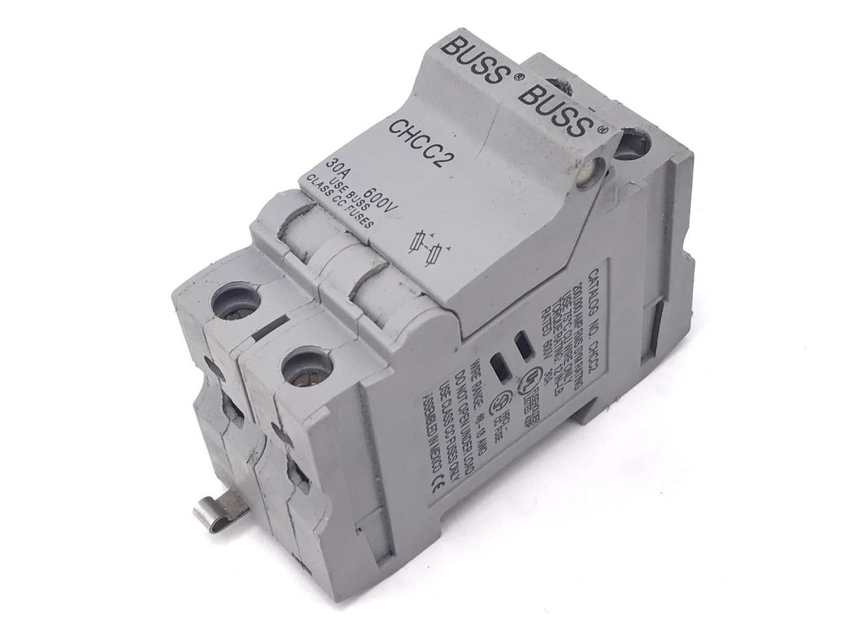 Used COOPER BUSSMANN CHCC2 FUSE BLOCK 30 AMP, 600V W/ FNQ-R-19 FUSES