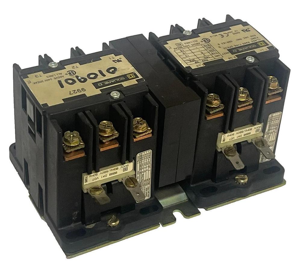 Used SQUARE D 8965DPR33V02 Ser. B Reversing Hoist Contactor 30A 600V NEMA 120V Coil