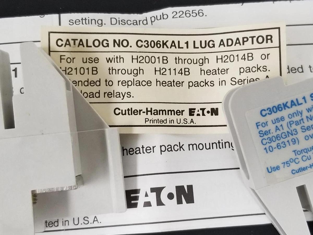 Used LOT OF 6 NIB CUTLER-HAMMER C306KAL1-3B LUG ADAPTOR ASSEMBLIES C306KAL13B