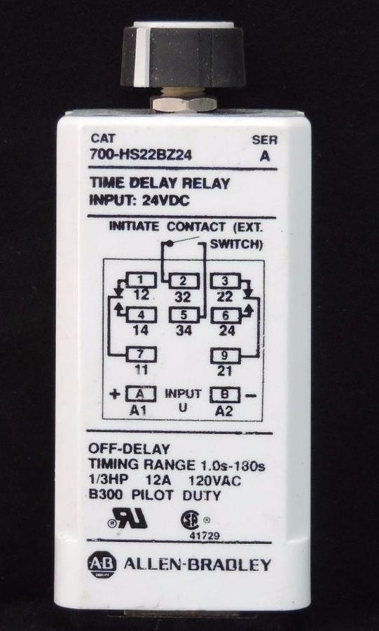 Used ALLEN BRADLEY 700-HS22BZ24 TIME DELAY RELAY SER A 24VDC 700HS22BZ24