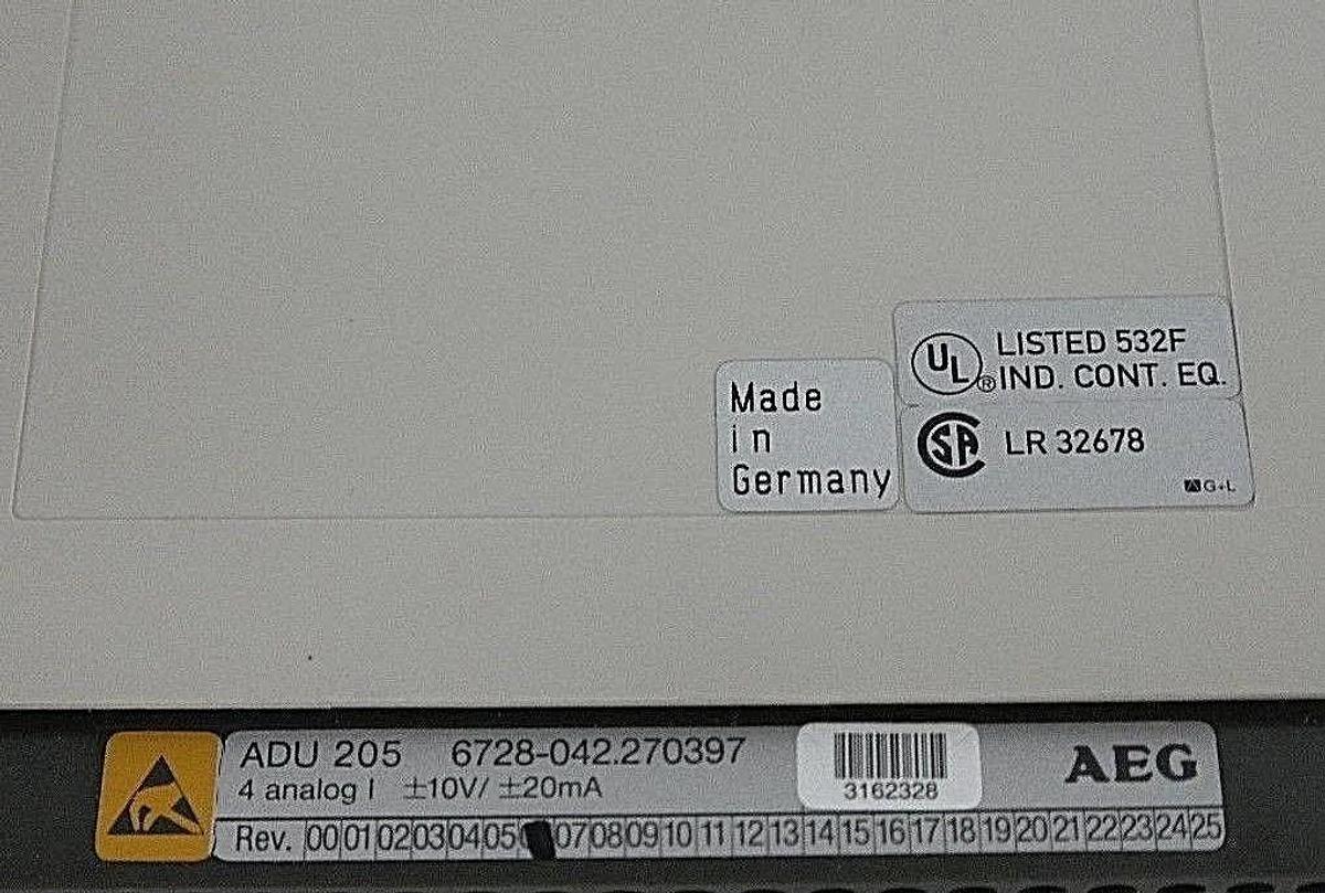 Used NIB AEG MODICON ADU 205 / AS-BADU-205 4-ANALOG MODULE C/N: 6728 REV. 06