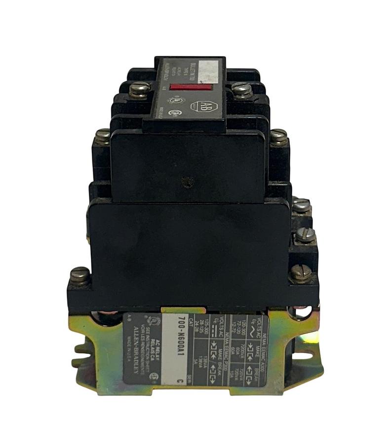 Used ALLEN BRADLEY 700-N600A1 /C BULLETIN 700 AC CONTROL RELAY 120-300VAC USNP