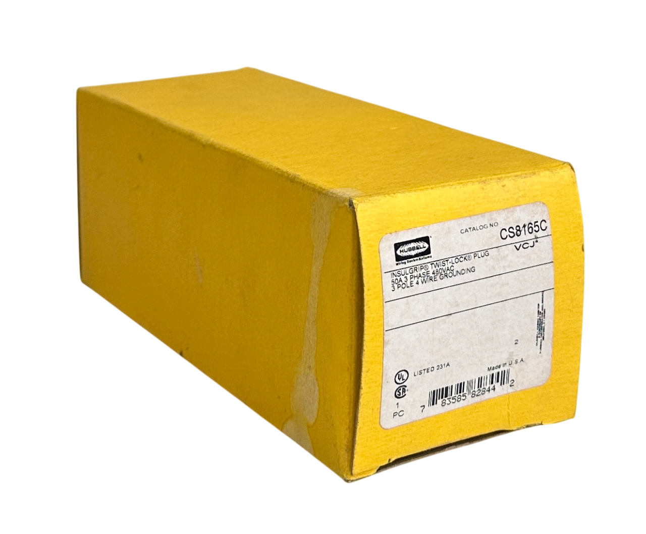Used HUBBELL CS8165C INSULGRIP TWIST-LOCK PLUG 50A 3PHASE 480VAC 3-POLE 4-WIRE NSMP