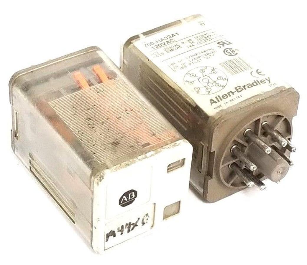 Used LOT OF 2 ALLEN BRADLEY 700-HA32A1 RELAYS 10A, 120V, SER. B, 700HA32A1
