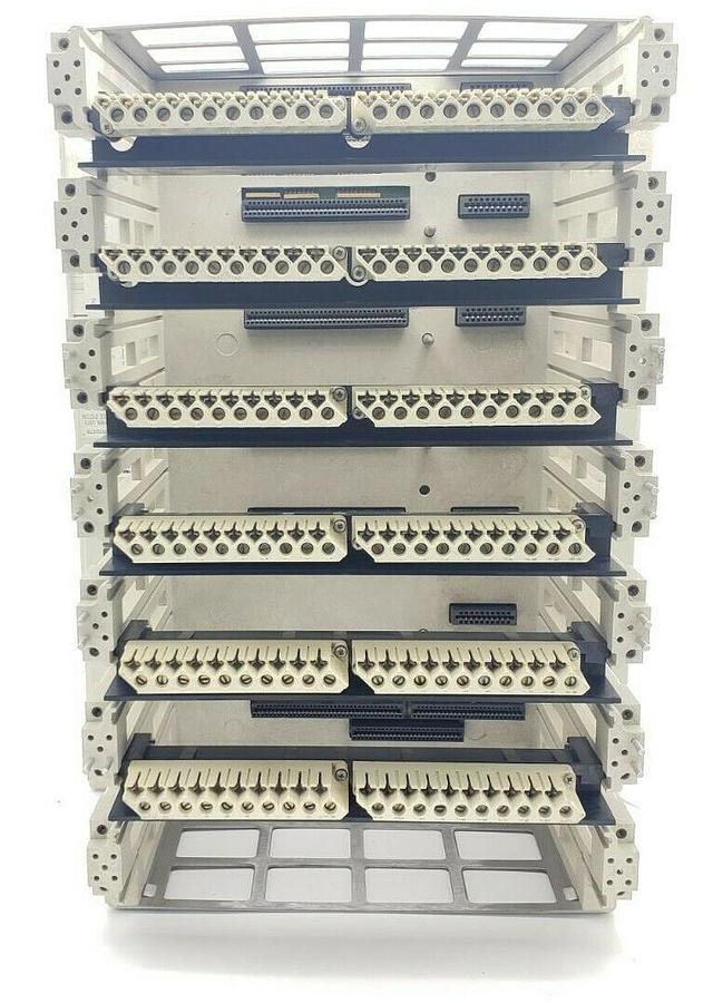 Used MODICON AS-9534-002 984 SERIES 7-SLOT CHASSIS RACK AS-H819-209 W/ WIRING ARMS