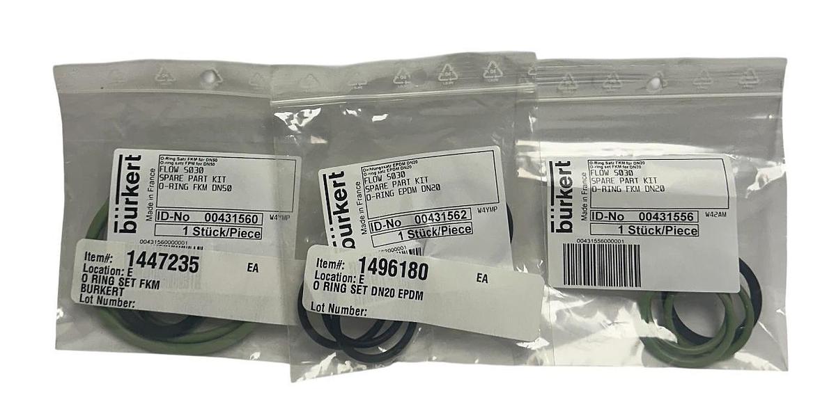 Used 3 BURKERT FLOW S030 SPARE PART KIT O-RING FKM/EPDM 431560 / 431556 / 431562 NSMP