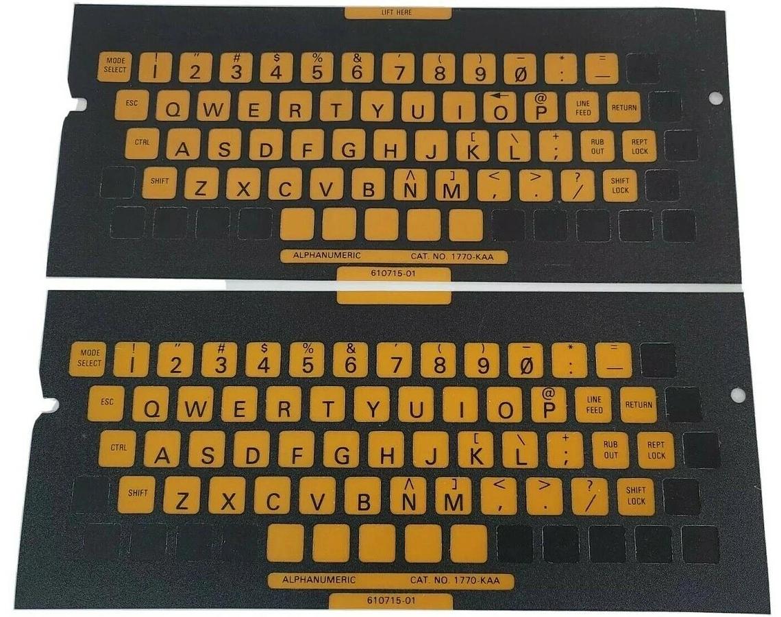 LOT OF 2 NEW ALLEN BRADLEY 610715-01 ALPHANUMERIC KEYBOARD OVERLAYS 1770-KAA