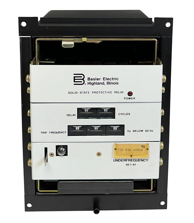BASLER BE1-81 / BE1-81-T1E-E1C-A0N1F / 9106400 UNDERFREQUENCY SS RELAY DAMAGED