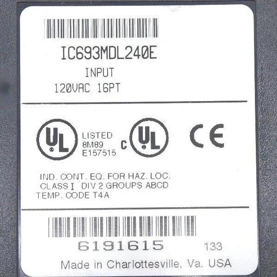 Used LOT OF 10 GE FANUC IC693MDL240E INPUT MODULES 120VAC, 16POINT